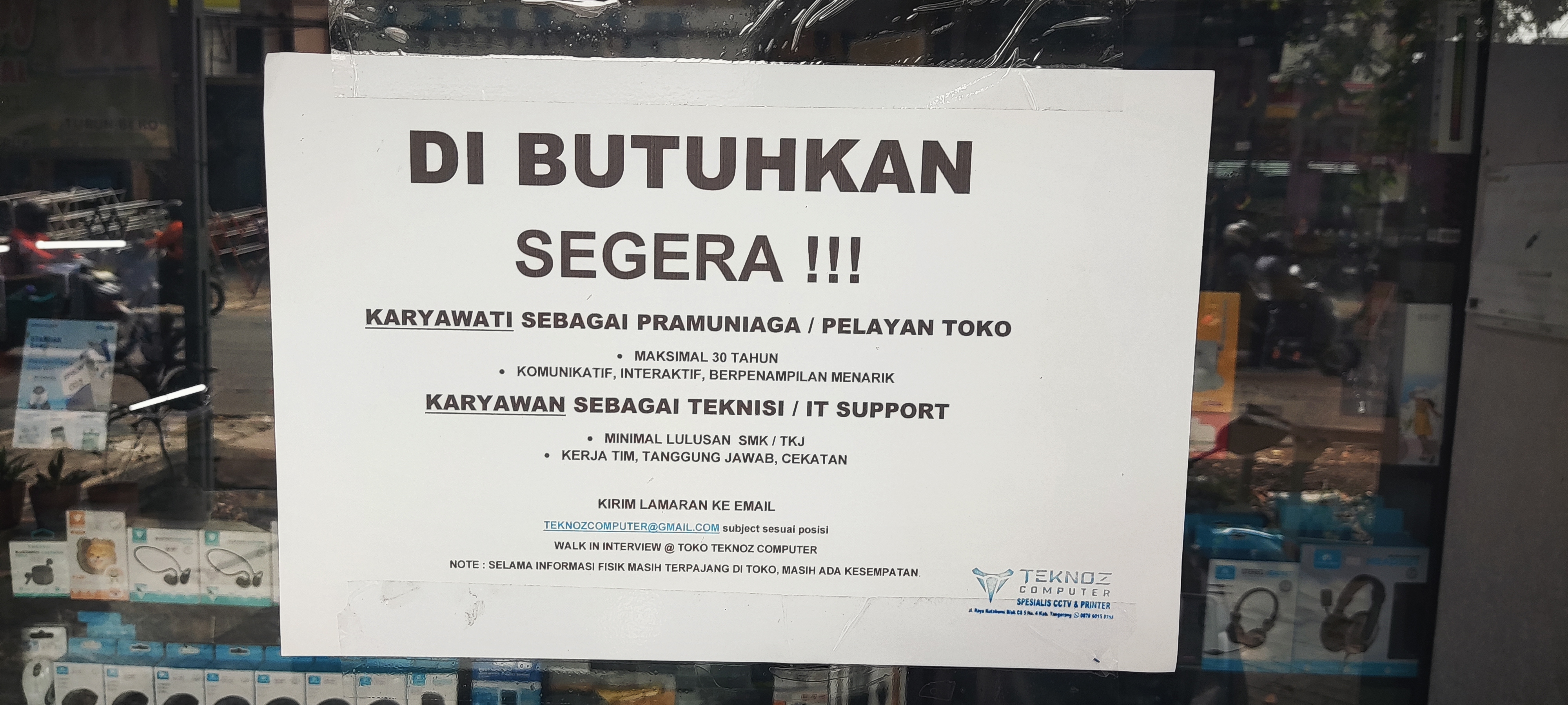 LOWONGAN IT SUPPORT TANGERANG